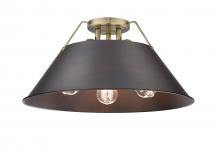  3306-3FM AB-RBZ - Orwell 3-Light Flush Mount in Aged Brass with Rubbed Bronze